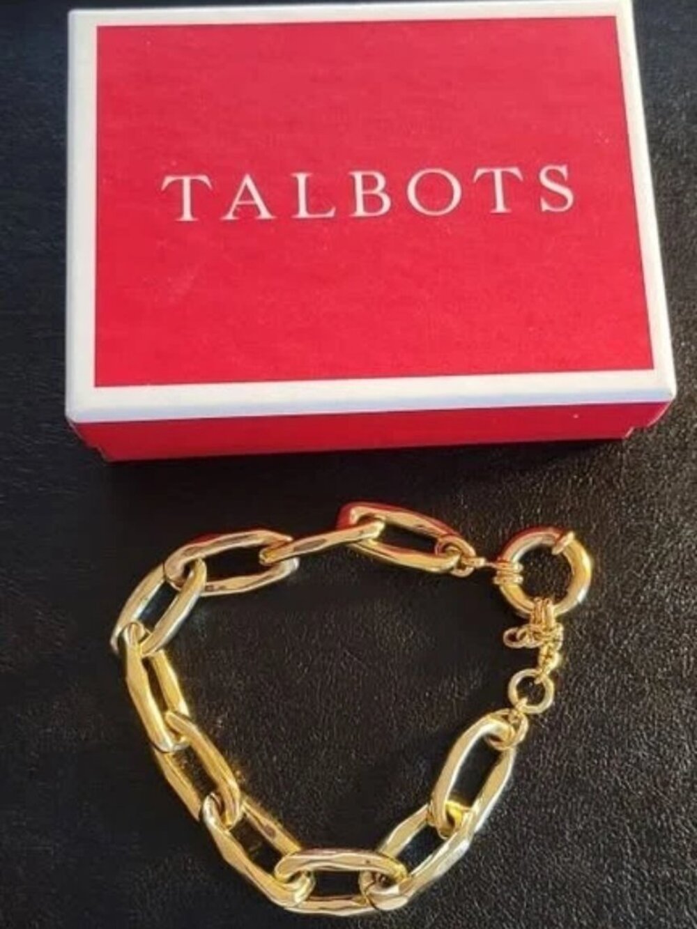 Talbots Essential Links Bracelet Gold Tone Classic Chunky Spring Ring Closure